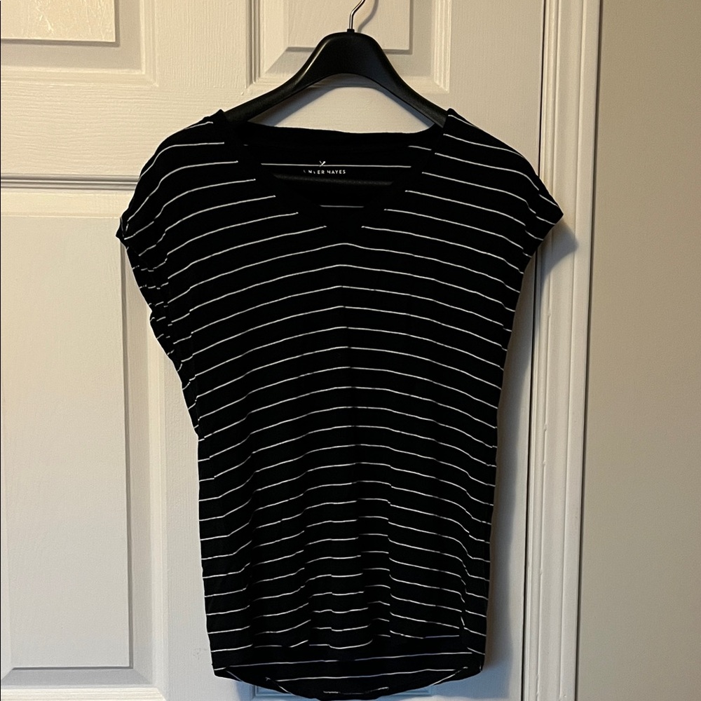 Navy and White Striped Women's Tshirt Jersey